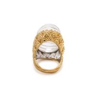 YELLOW GOLD AND ROCK CRYSTAL RING