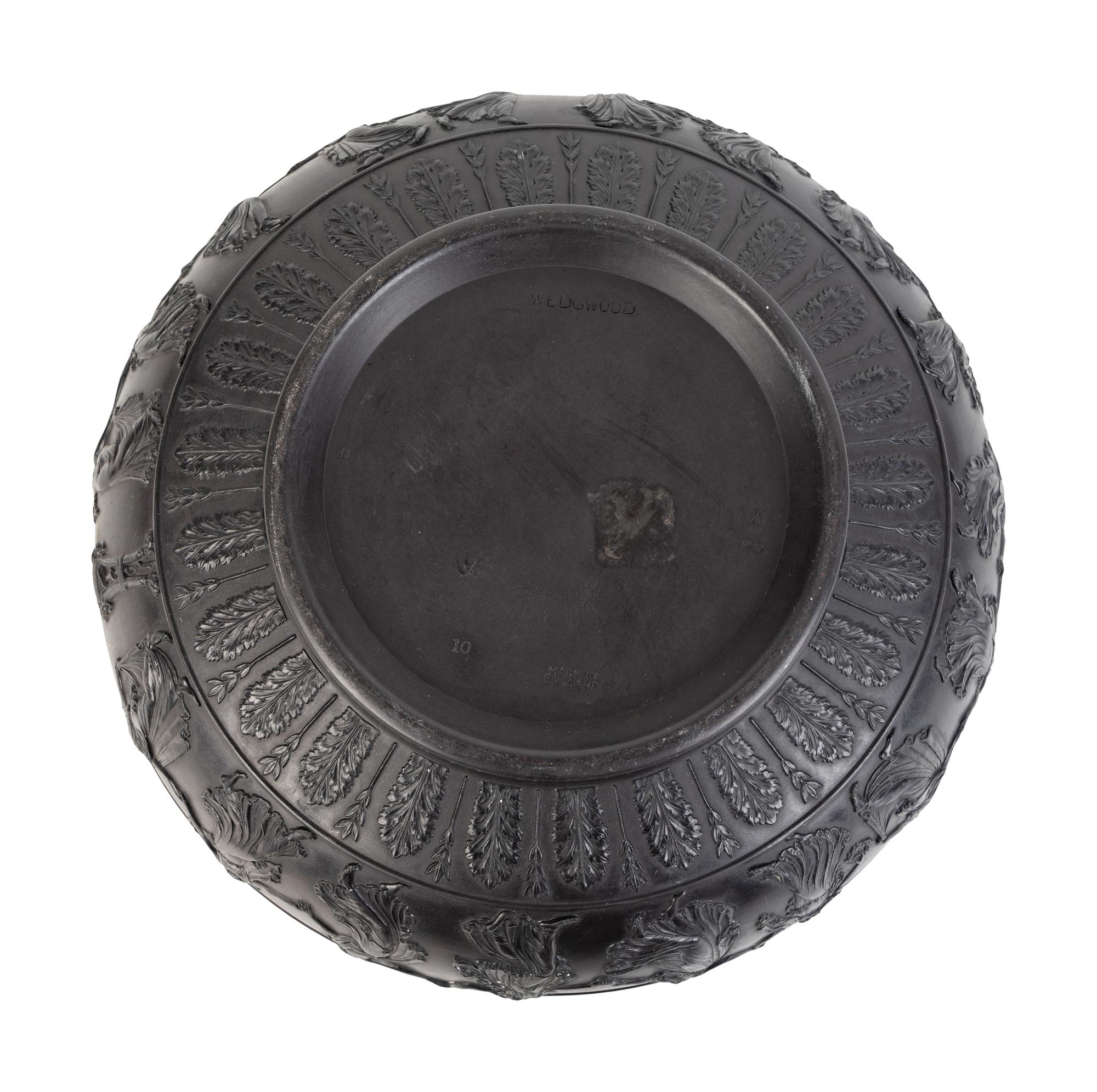 A Wedgwood Black Basalt Bowl and a Tapered Vase — MID-20TH CENTURY