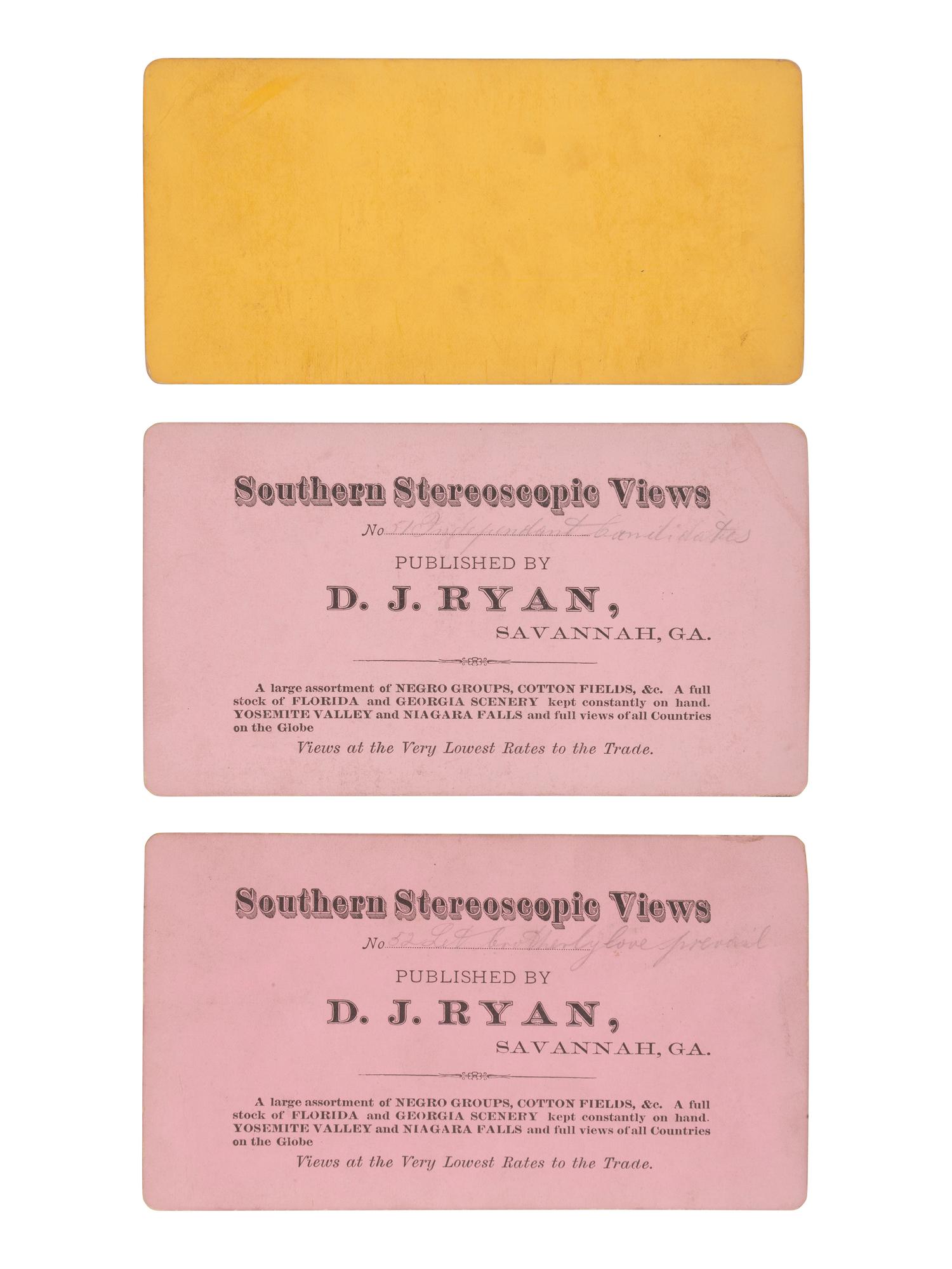 [EARLY PHOTOGRAPHY] 3 occupational stereoviews of African American children, incl. "chimney sweeps."