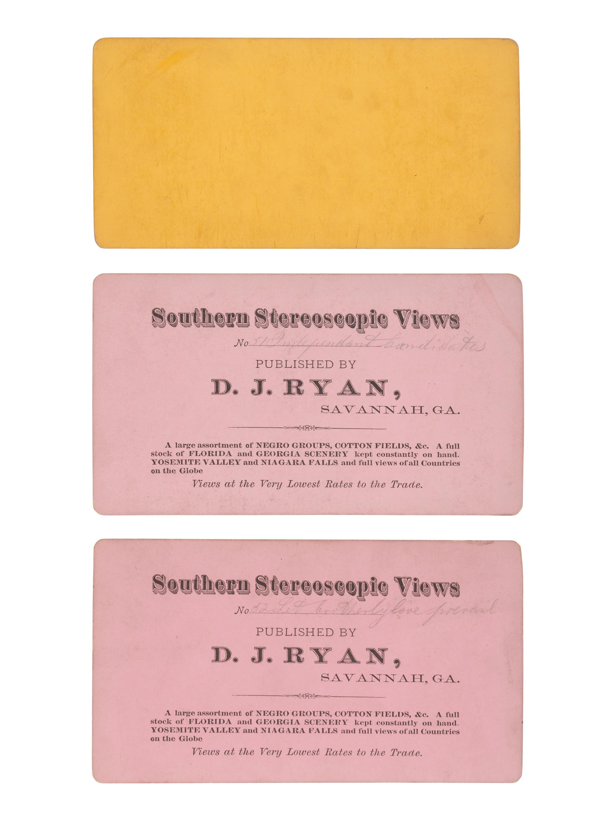 [EARLY PHOTOGRAPHY] 3 occupational stereoviews of African American children, incl. "chimney sweeps."