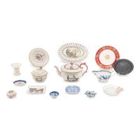 Fifteen English and Continental Porcelain and Ceramic Table Articles