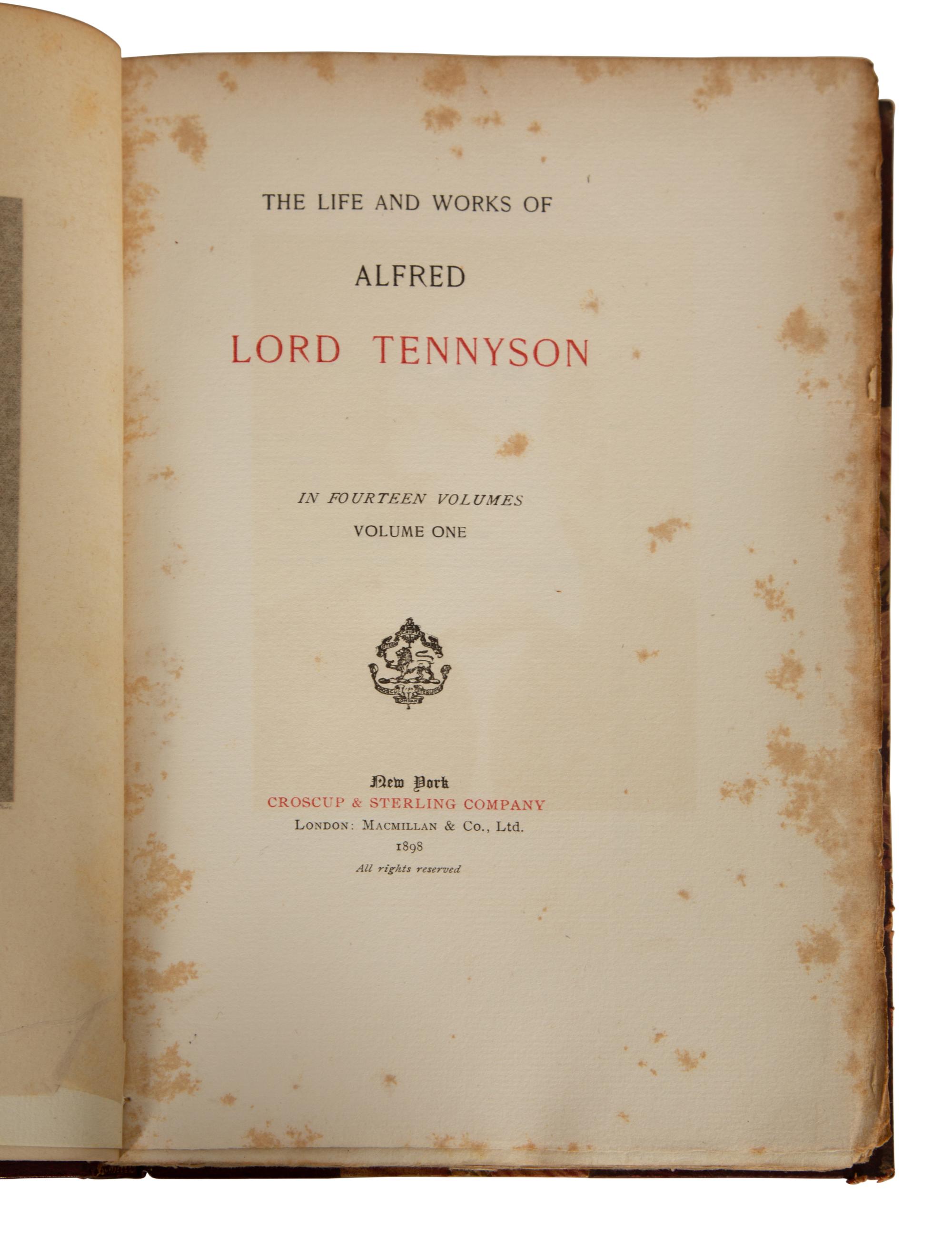 BINDINGS : The Life and Works of Lord Tennyson , Volumes 1-14