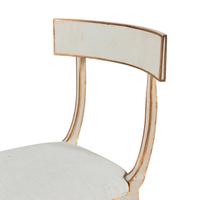 A Group of Six Light Blue-Painted and Parcel-Gilt Klismos Dining Chairs