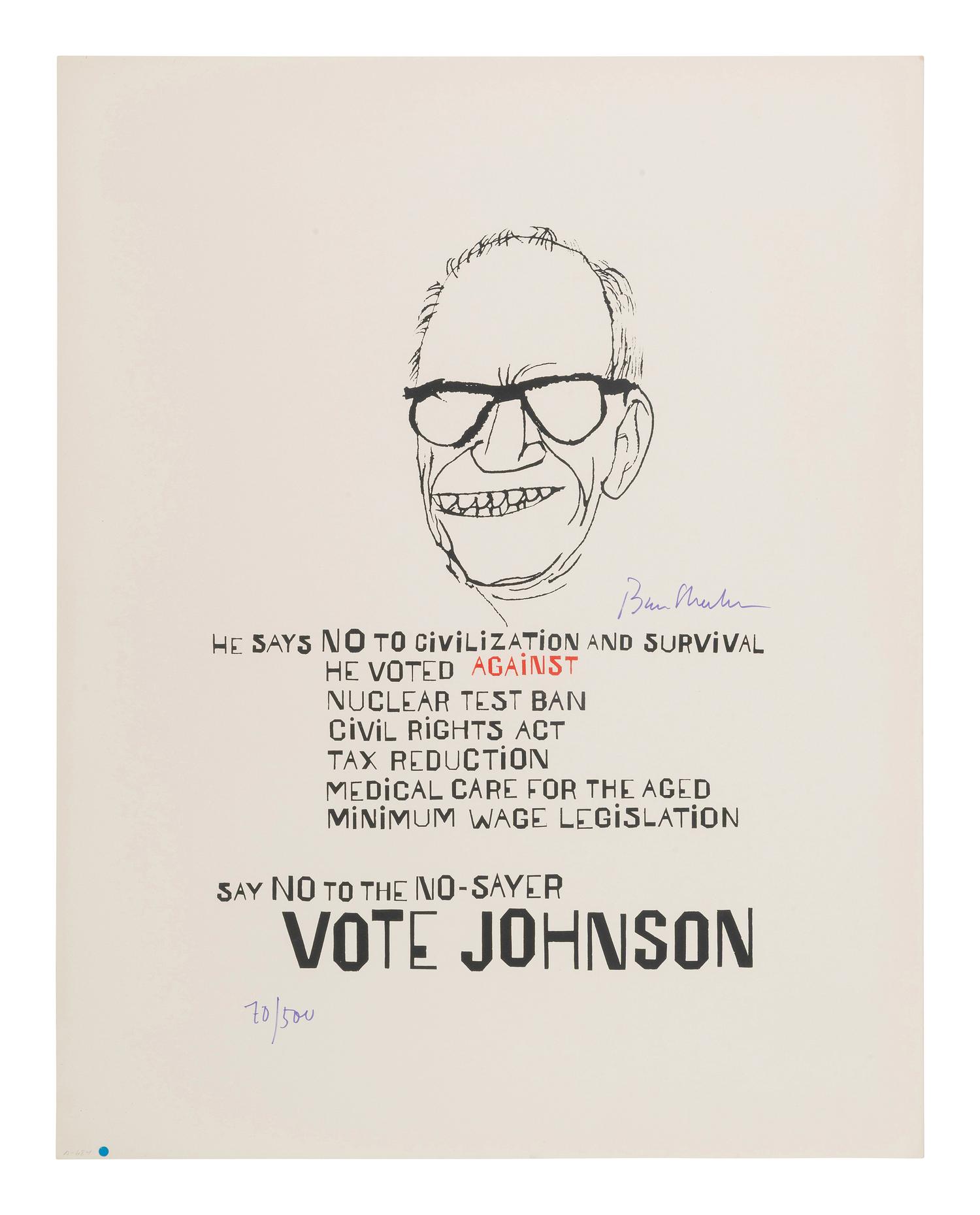 [POLITICS] SHAHN, Ben. Say No to the No-Sayer Vote Johnson campaign posters (signed and numbered)