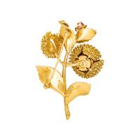 TIFFANY & CO., YELLOW GOLD, DIAMOND AND RUBY 'MOVING CHESTNUT' BROOCH