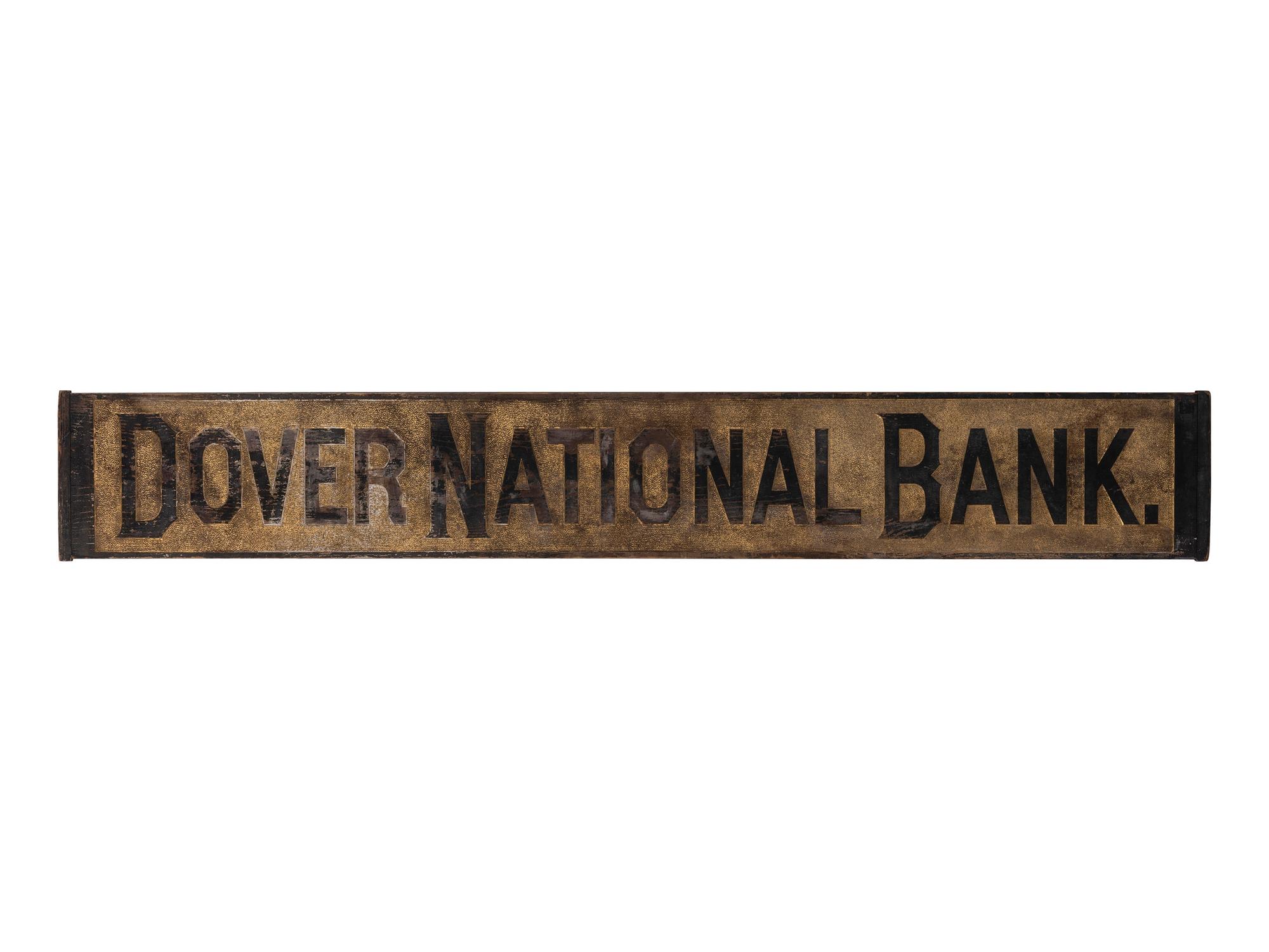 A Country Carved and Gilt Pine Dover National Bank Sign