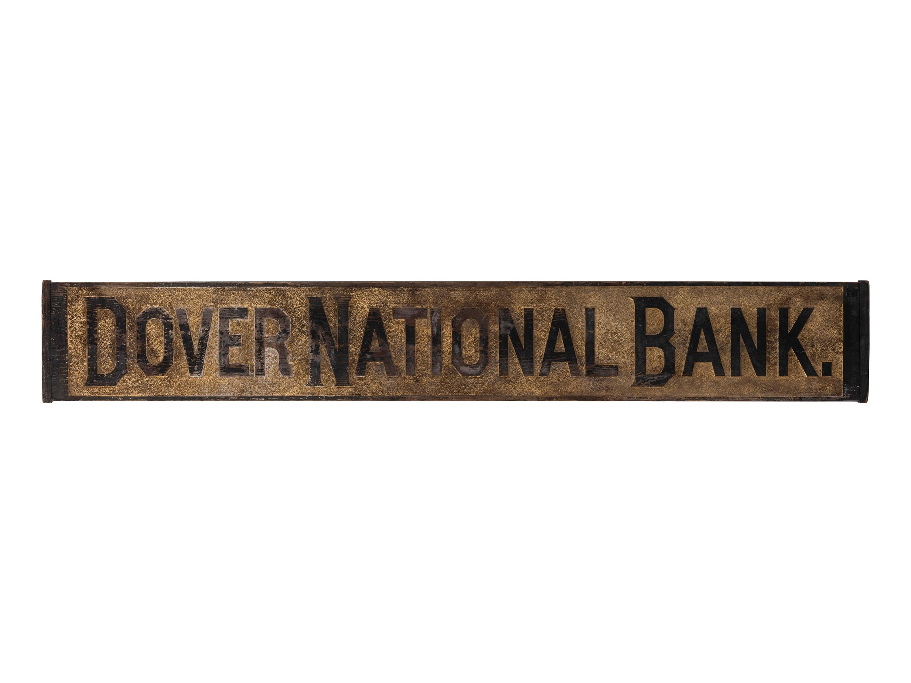 A Country Carved and Gilt Pine Dover National Bank Sign