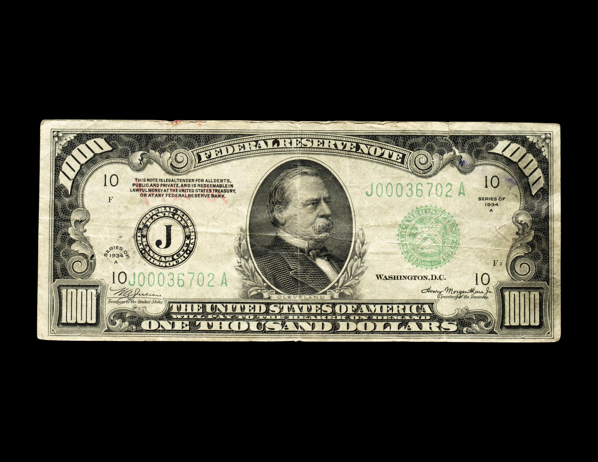 A Series 1934A $1,000 Federal Reserve Note