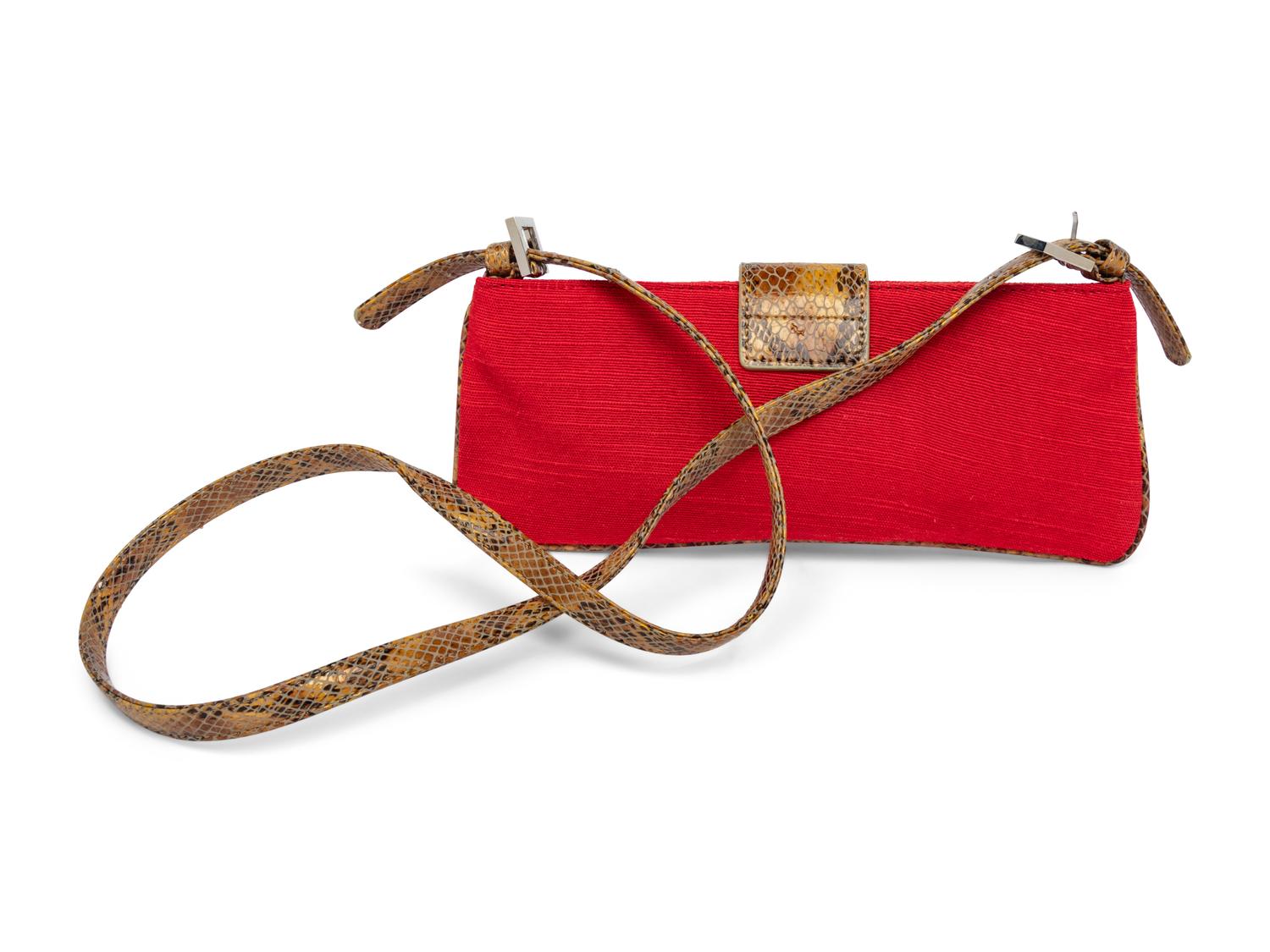 Fendi, Red Canvas Baguette Bag