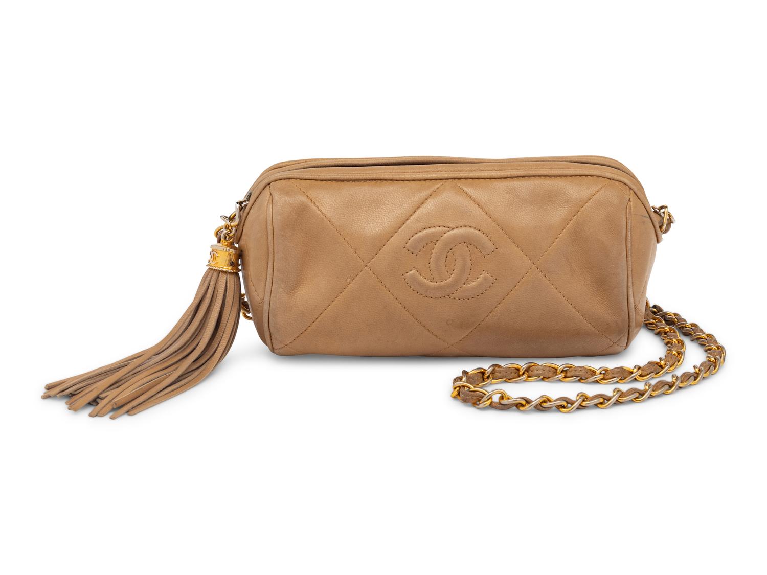 Chanel Small Shoulder Bag in Tan Lambskin, 1986-88