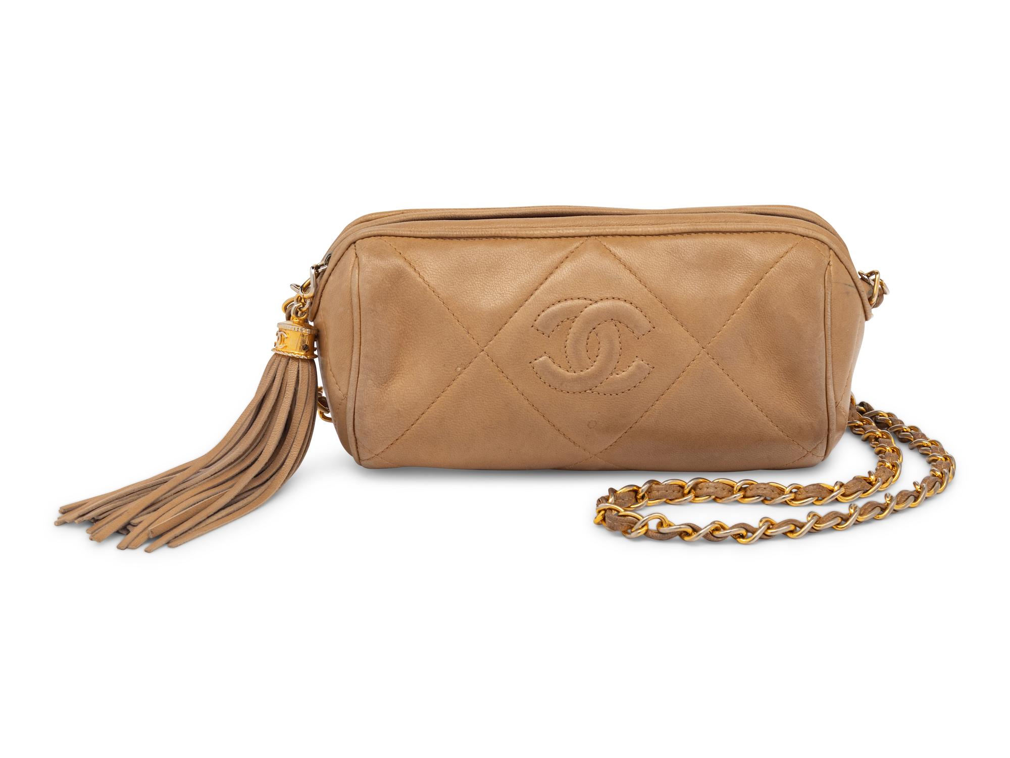 Chanel Small Shoulder Bag in Tan Lambskin, 1986-88