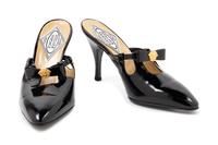 Atelier Versace Black Patent Mules, 1990s