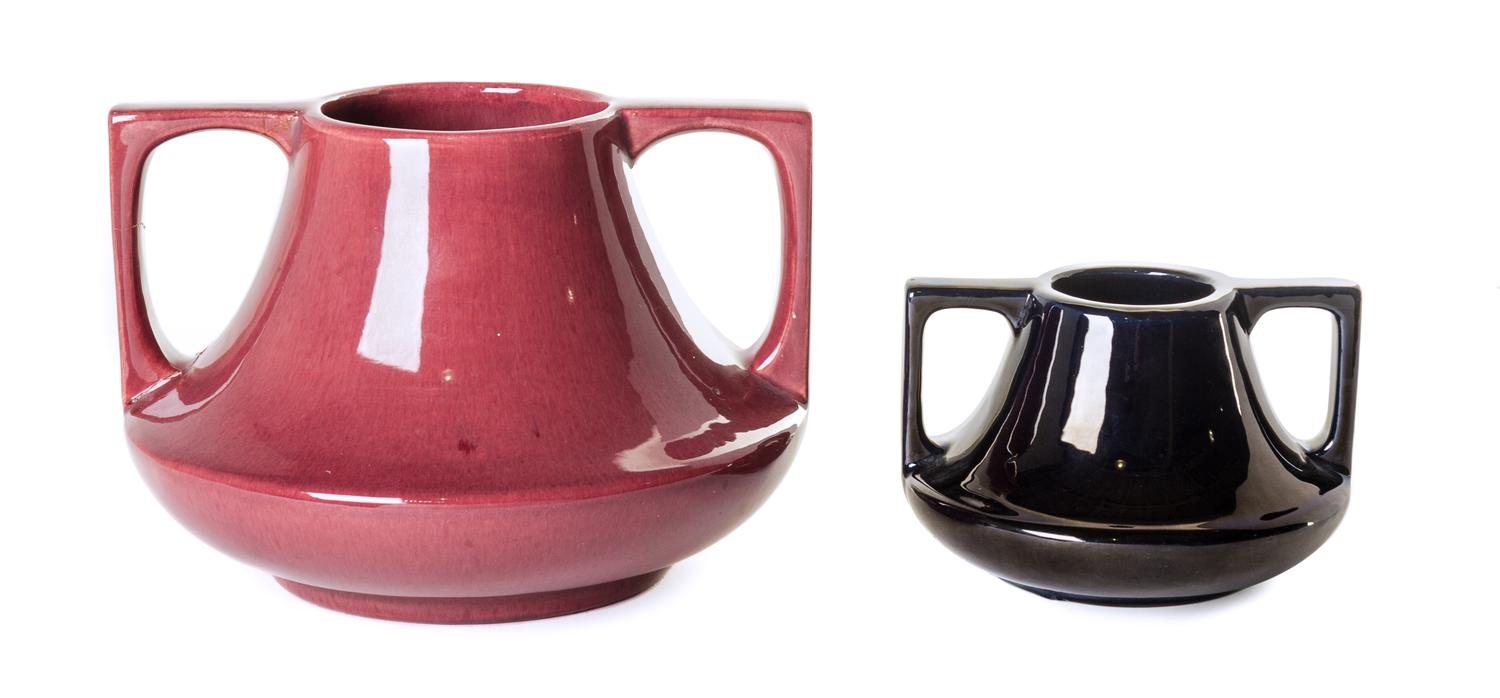 Two Early Haeger Pottery Vases Height of tallest 5 3/4 inches. — 1918 and 1930
