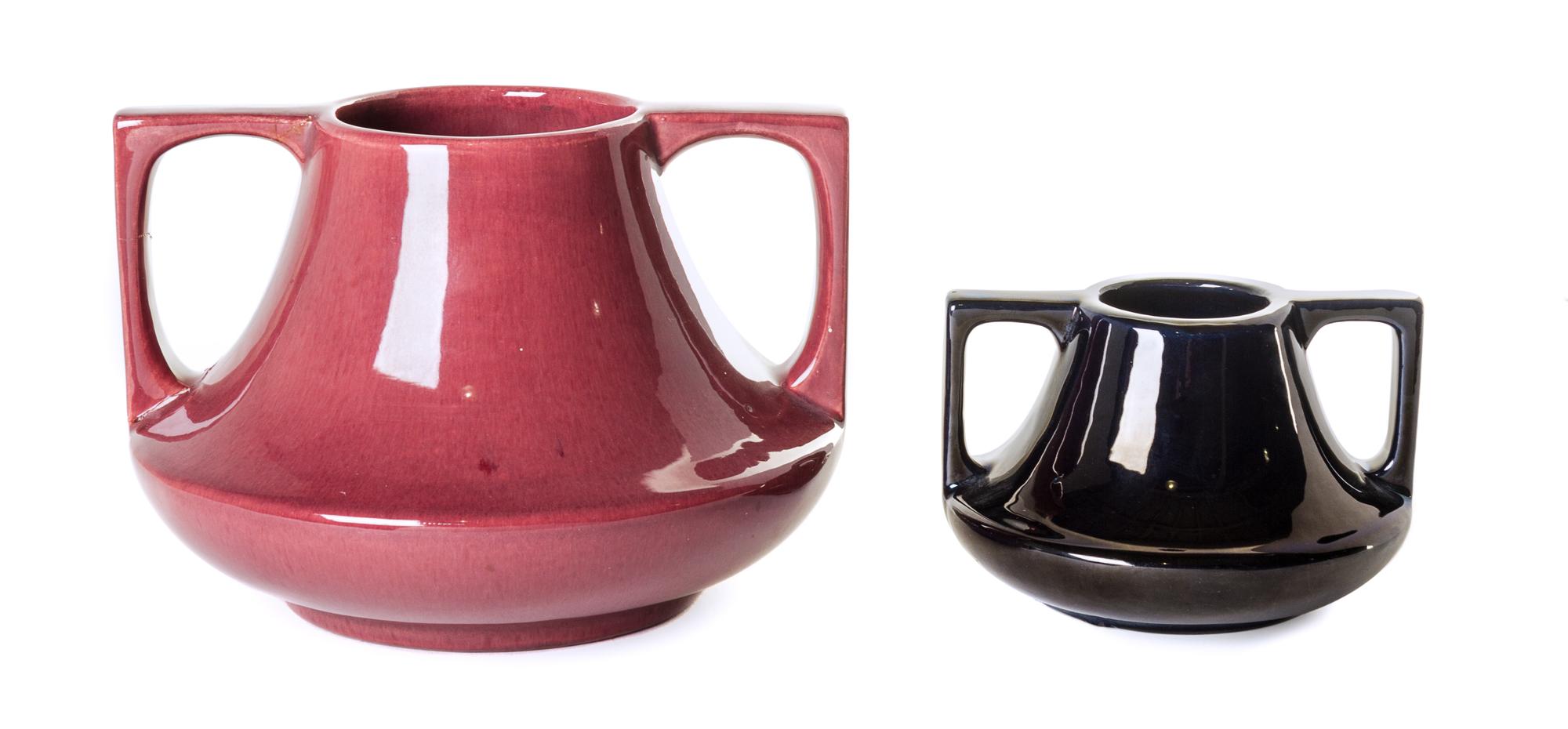 Two Early Haeger Pottery Vases Height of tallest 5 3/4 inches. — 1918 and 1930