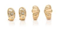 A Collection of Yellow Gold and Diamond Earclips, 15.10 dwts.