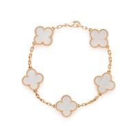 VAN CLEEF & ARPELS, YELLOW GOLD AND MOTHER-OF-PEARL 'ALHAMBRA' BRACELET
