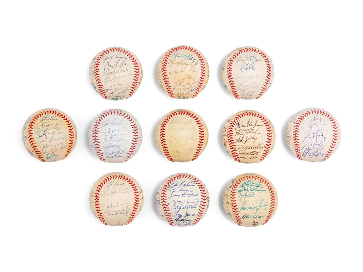 A Large Group of Assorted 1980s-2000s Oakland Athletics Team Signed Autograph Baseballs,