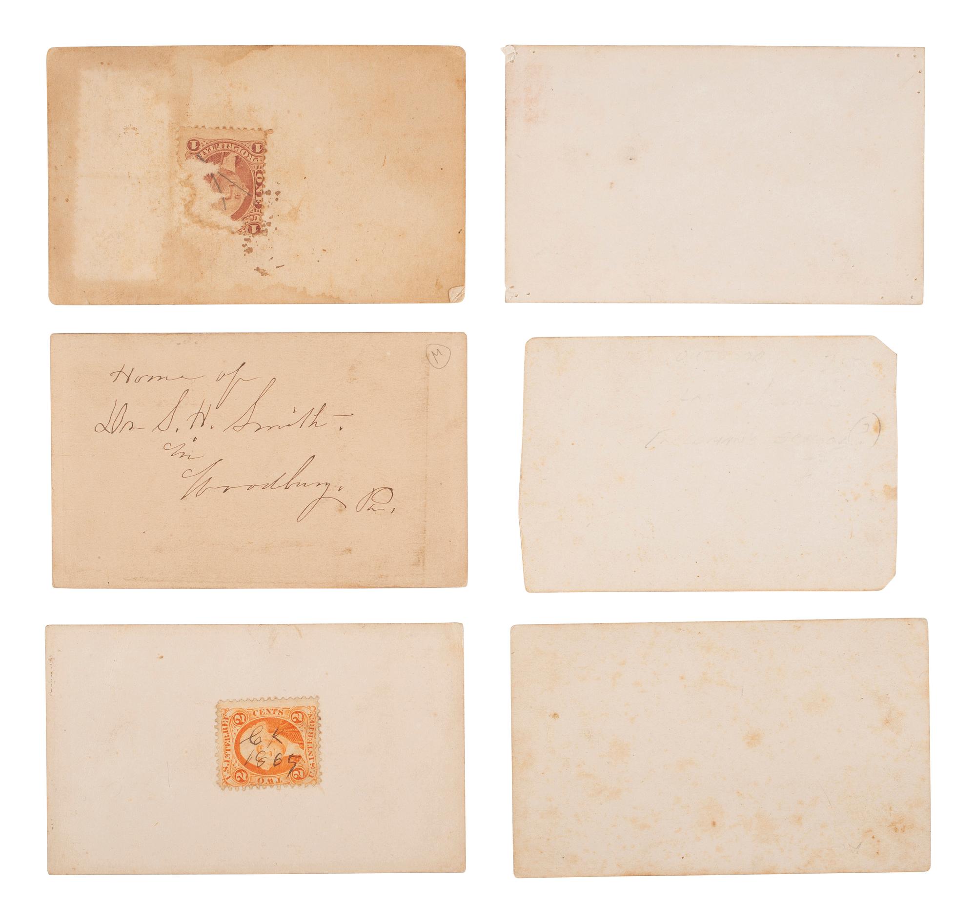 [EARLY PHOTOGRAPHY]. 12 CDVs and cabinet card of Civil War-era businesses and residences.