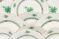 Two Sets of Herend Chinese Bouquet Green Plates