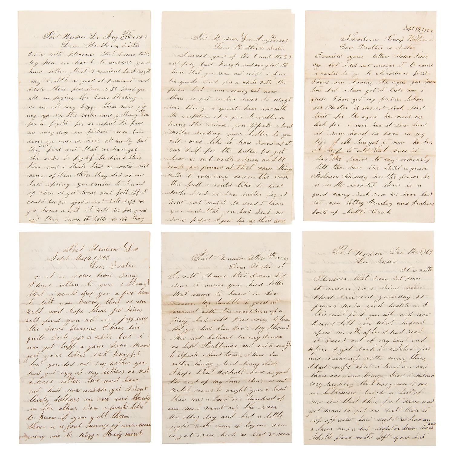 Civil War Archive of John McGraw, 6th Michigan Infantry, Incl. Correspondence from New Orleans and Vicksburg