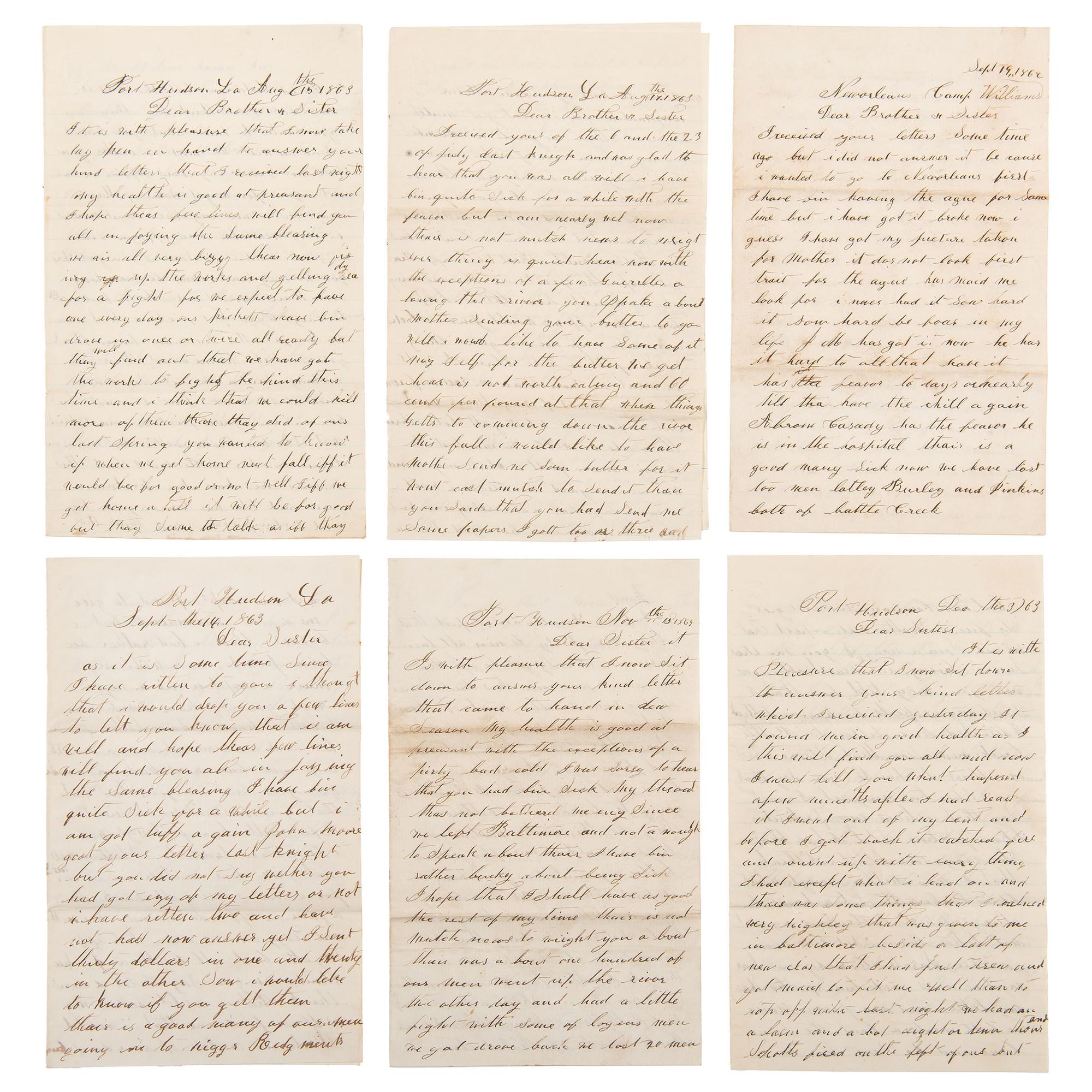 Civil War Archive of John McGraw, 6th Michigan Infantry, Incl. Correspondence from New Orleans and Vicksburg