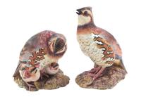 A Pair of Royal Worcester Dorothy Doughty Birds, Bob White Quail, Height of taller 6 1/4 inches.