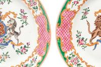 A Pair of Samson Famille Rose Porcelain Armorial Dinner Plates