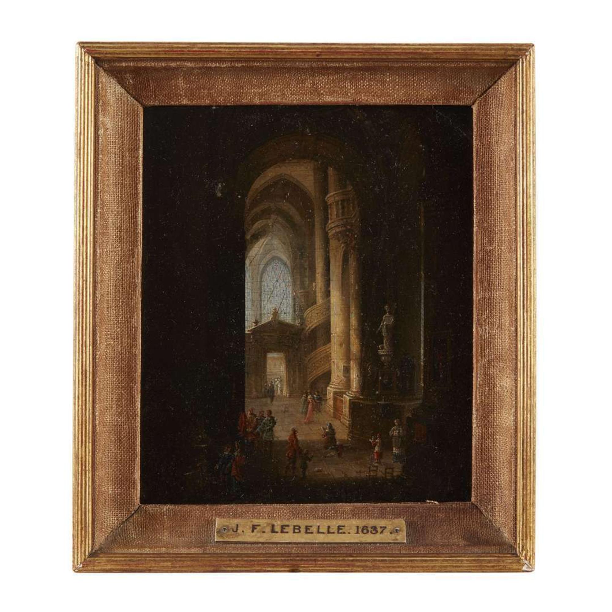 Attributed to Jean-François Lebelle (French, 1806-died after 1836) — Figures before Cathedral Entryway