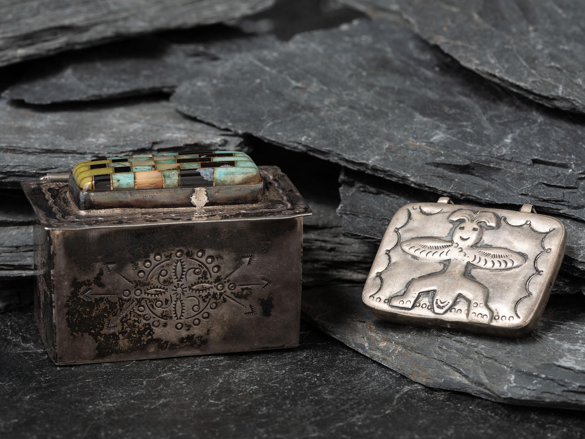 Navajo Lidded Silver Boxes