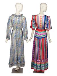 Two Patterned Silk Gowns