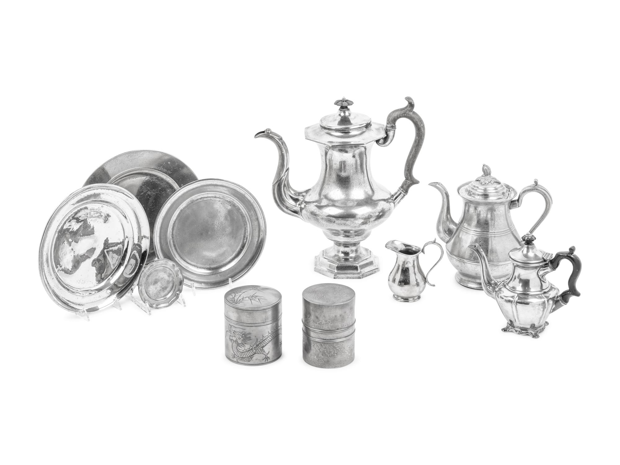 A Group of Pewter Table Articles