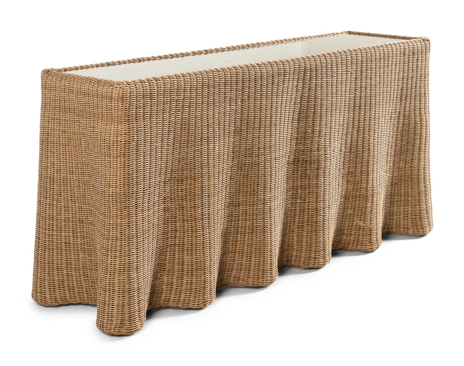 A Celerie Kemble-Designed Wicker Crespi Wave Console Table