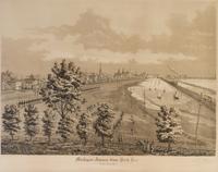 (CHICAGO) VARIN, RAOUL. Michigan Avenue from Park Row, in the Year 1865. Original aquatint print. Framed.