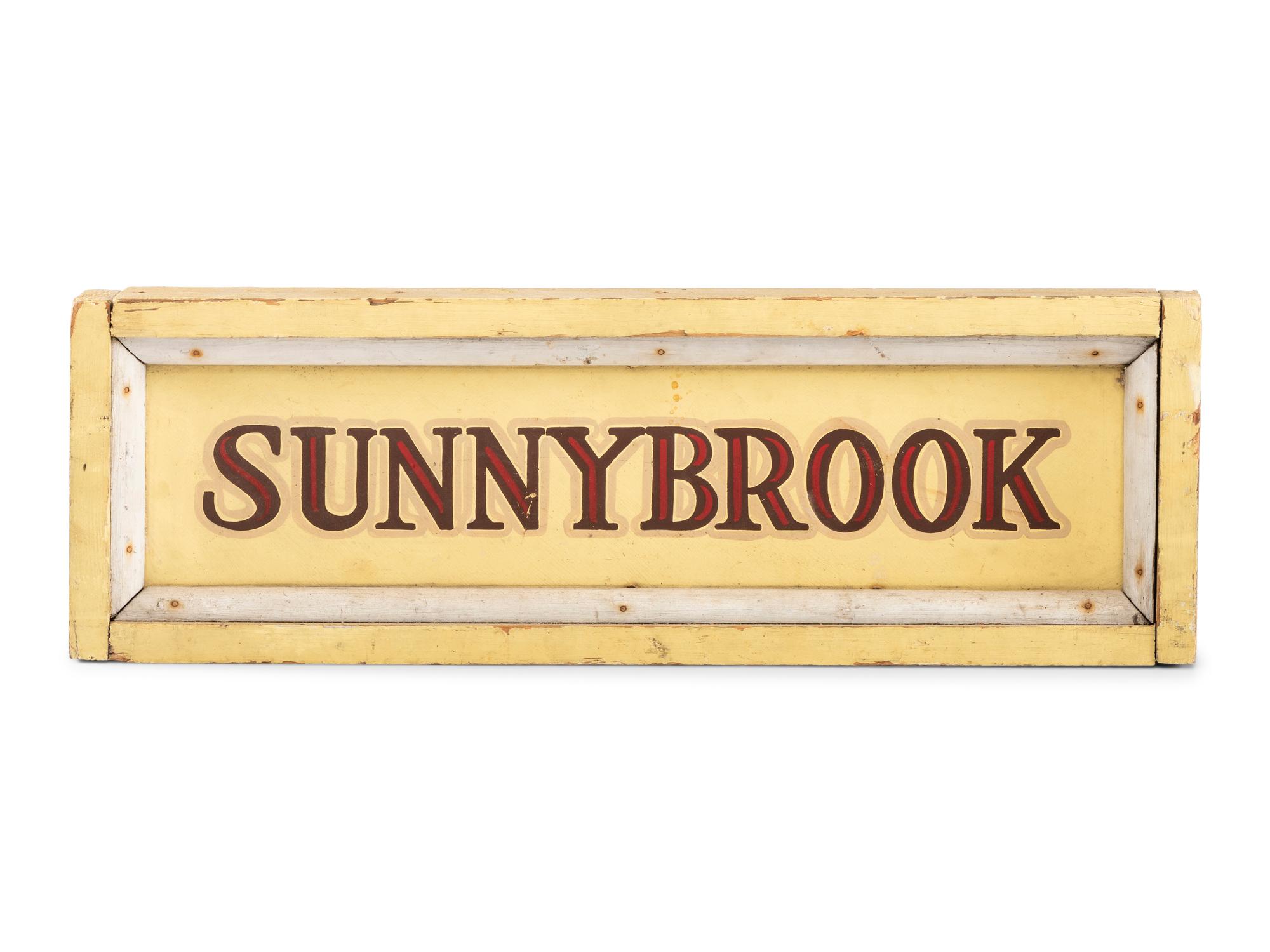 A Painted Wood Double-Sided 'Sunnybrook' Sign