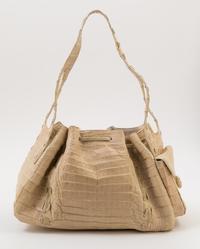 A Nancy Gonzalez Cream Crocodile Handbag, 12" x 7.5" x 4"; Strap drop: 8".