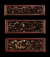 Eight Chinese Carved Wood Rectangular Panels