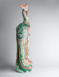 A Large Chinese Famille Verte Porcelain Figure of a Phoenix