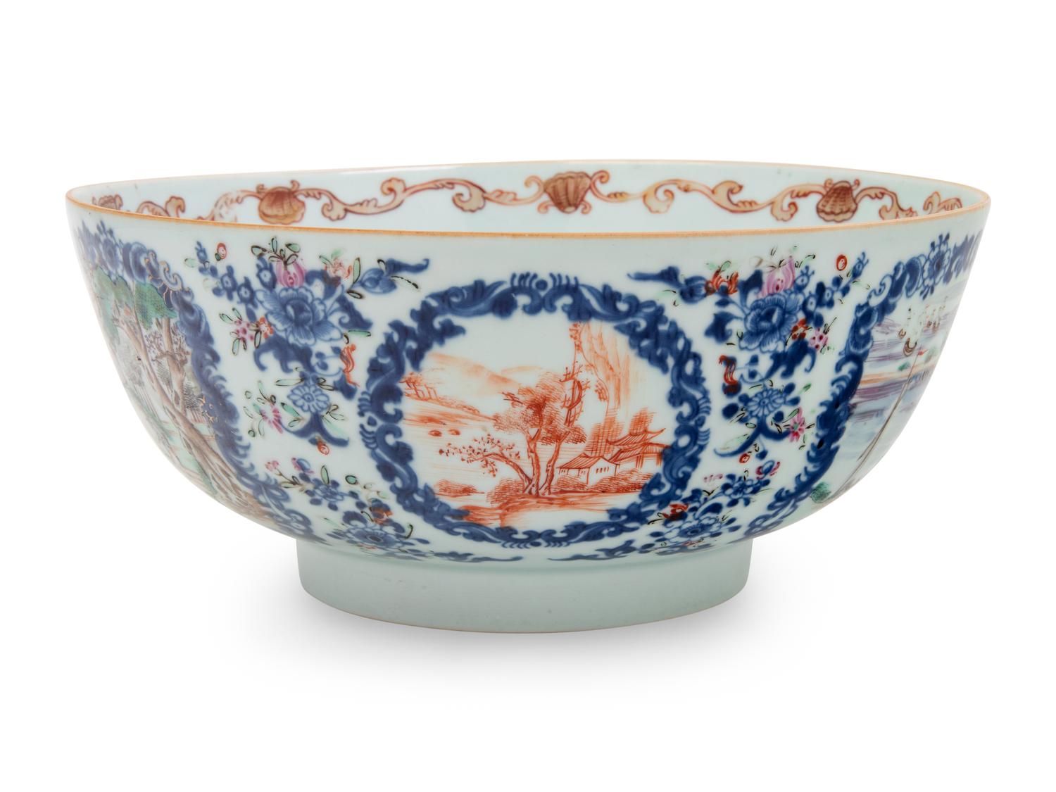 A Chinese Export Porcelain Punch Bowl