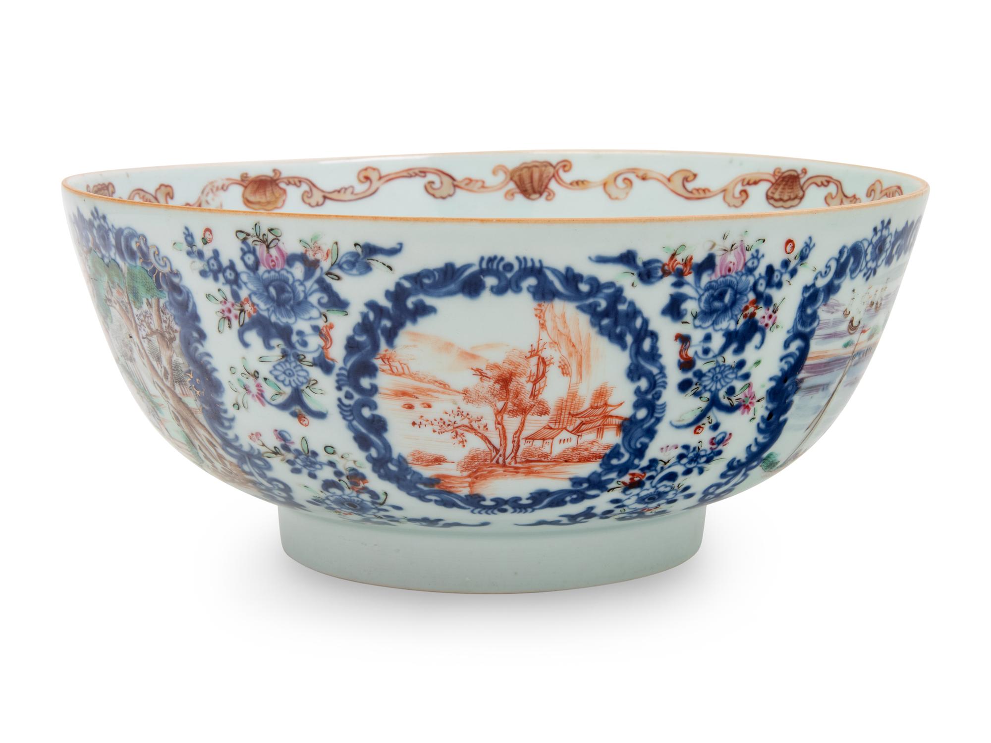 A Chinese Export Porcelain Punch Bowl