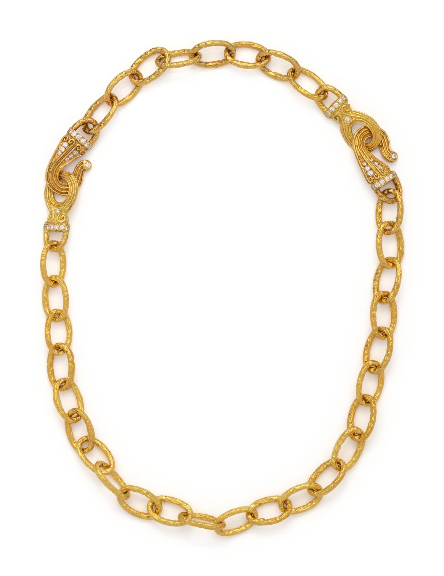 KATY BRISCOE, CONVERTIBLE YELLOW GOLD AND DIAMOND NECKLACE/BRACELET SET
