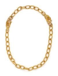 KATY BRISCOE, CONVERTIBLE YELLOW GOLD AND DIAMOND NECKLACE/BRACELET SET