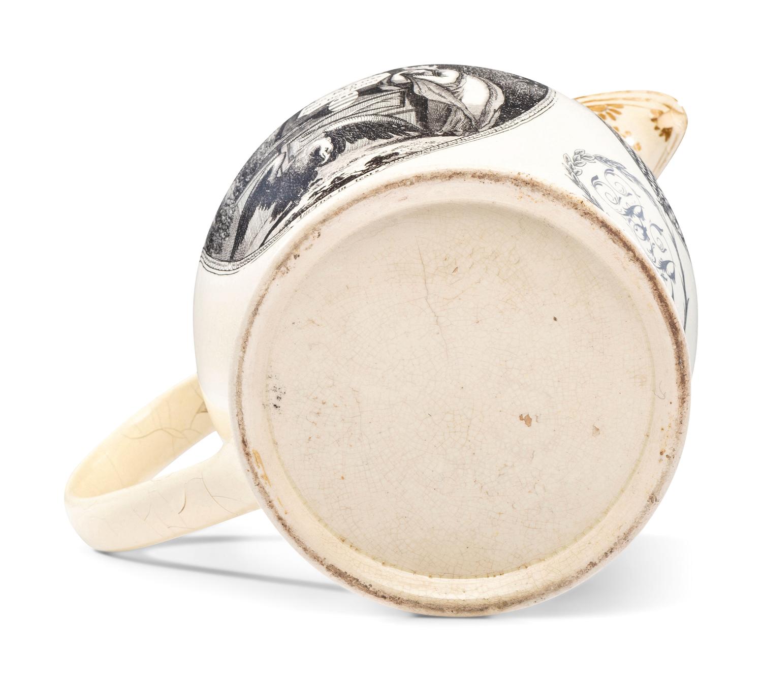 A Liverpool Transfer-Printed Creamware 'Emblem of America / Washington in Glory' Pitcher