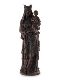 A Carved Oak Figural Group of the Madonna and Child
