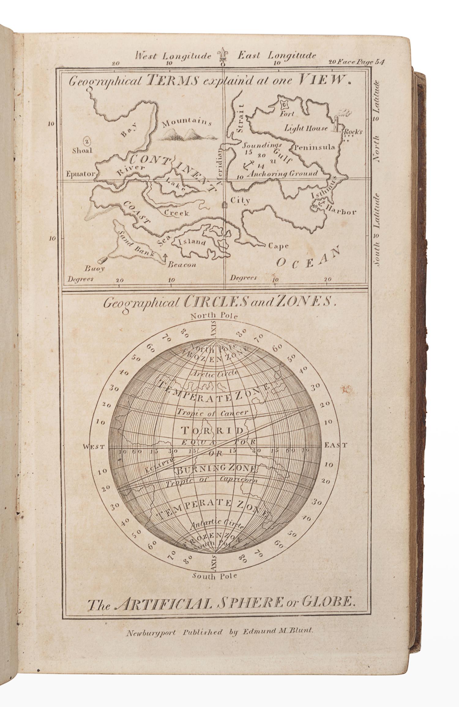 MOORE, John Hamilton (1738-1807). The New Practical Navigator; being an Epitome of Navigation … Revised and Corrected by a Skilful Mathematician and Navigator [Nathaniel Bowditch]. Newburyport: Edmund M. Blunt, 1799.