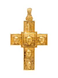 An 18 Karat Yellow Gold Cross Pendant,