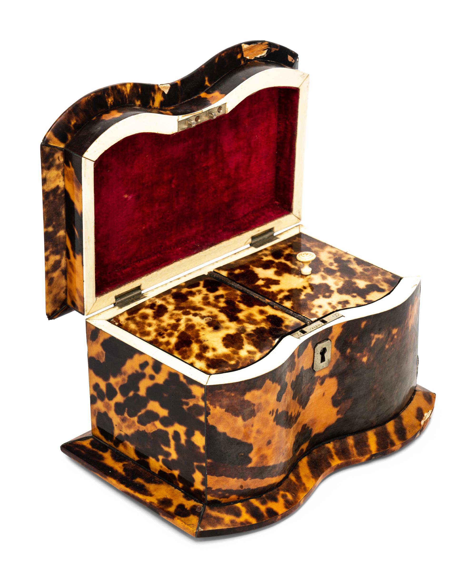 A Regency Tortoiseshell Tea Caddy