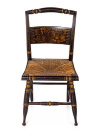 Three Grain-Painted and Gilt Stencil-Decorated Hitchcock Side Chairs
