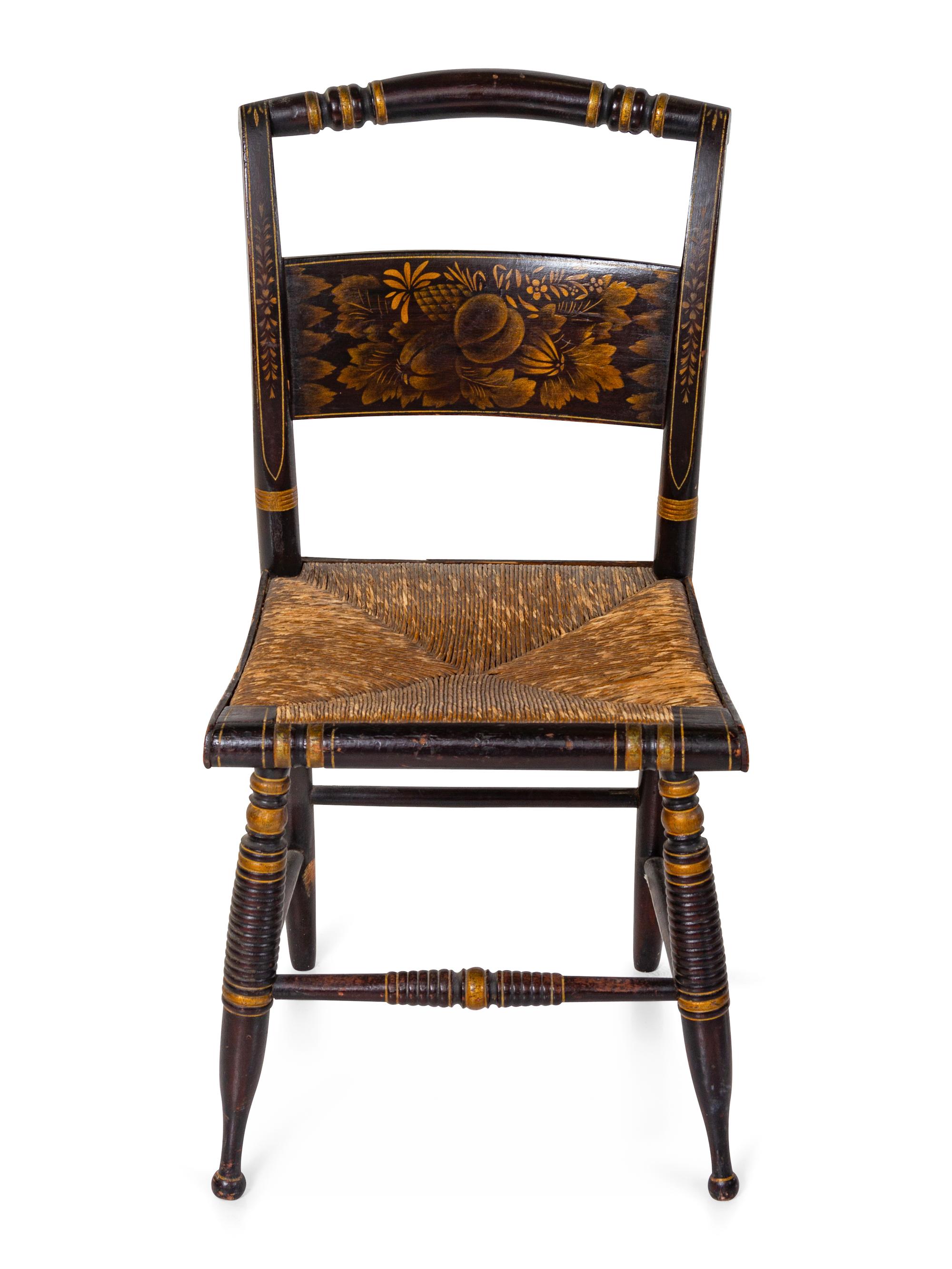 Three Grain-Painted and Gilt Stencil-Decorated Hitchcock Side Chairs