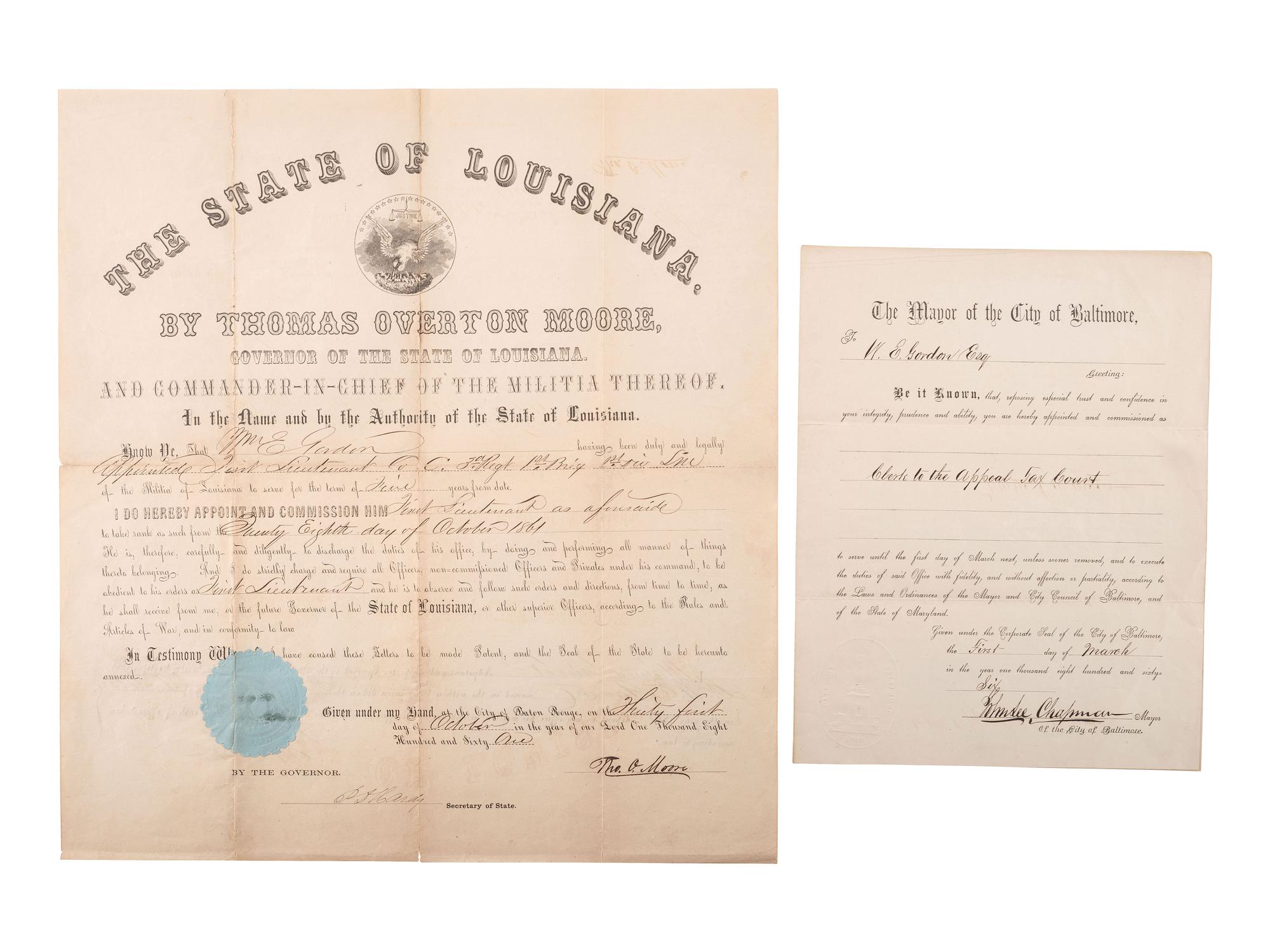 [CIVIL WAR]. Documents related to the occupation of New Orleans and Union troops in Louisiana.