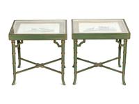 A Pair of Chinese Export Pith Paintings Mounted as Side Tables